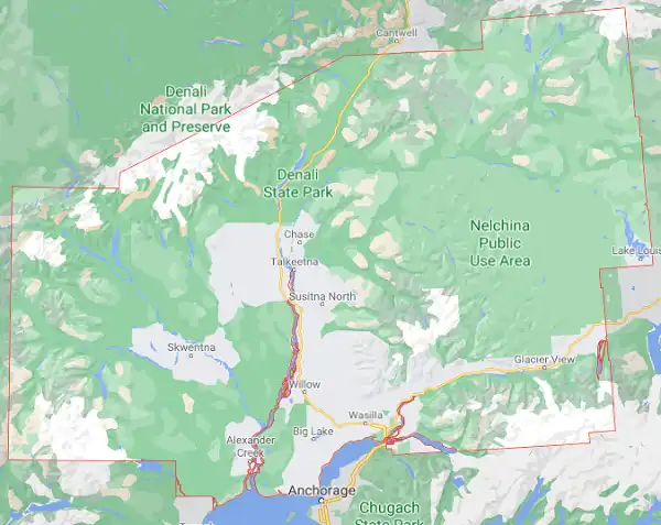 Borough level USDA loan eligibility boundaries for Matanuska'Susitna, Alaska