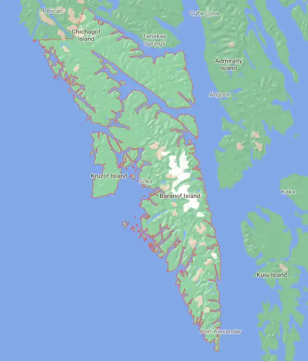 Borough level USDA loan eligibility boundaries for Sitka, Alaska