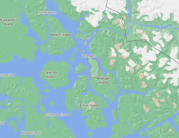 Borough level USDA loan eligibility boundaries for Wrangell, Alaska