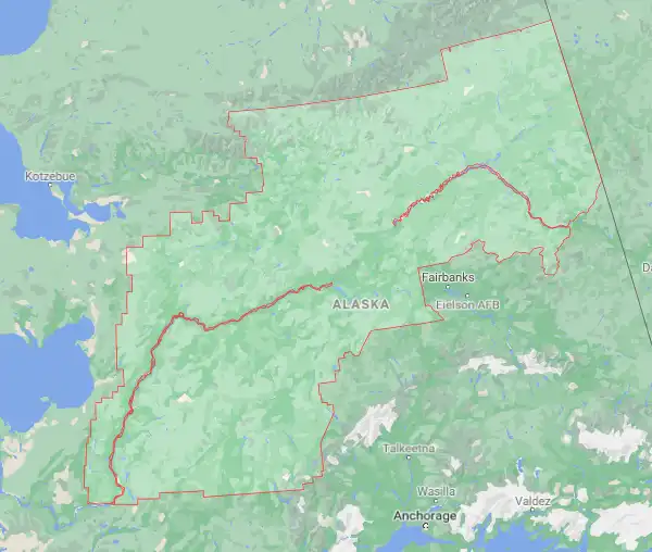 Borough level USDA loan eligibility boundaries for Yukon'Koyukuk, Alaska