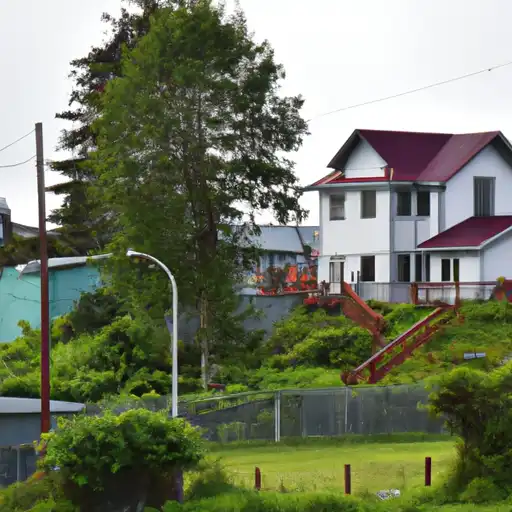 Rural homes in Kodiak Island, Alaska