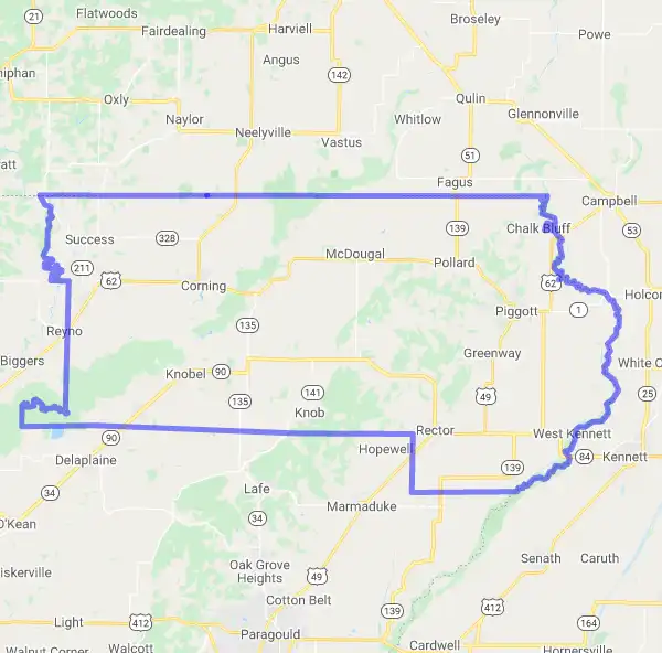 County level USDA loan eligibility boundaries for Clay, Arkansas