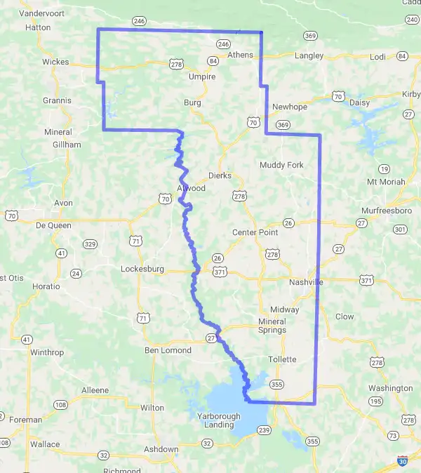 County level USDA loan eligibility boundaries for Howard, Arkansas