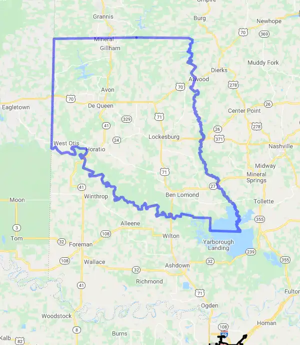 County level USDA loan eligibility boundaries for Sevier, Arkansas