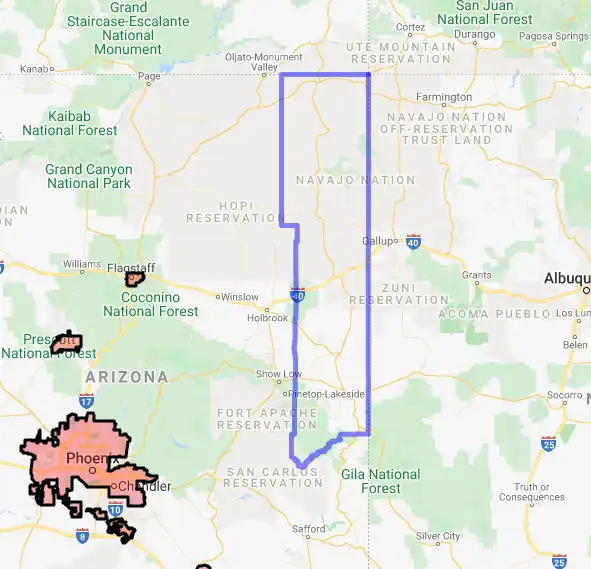 County level USDA loan eligibility boundaries for Apache, Arizona