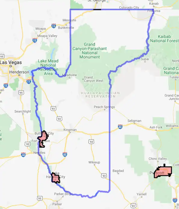 County level USDA loan eligibility boundaries for Mohave, AZ
