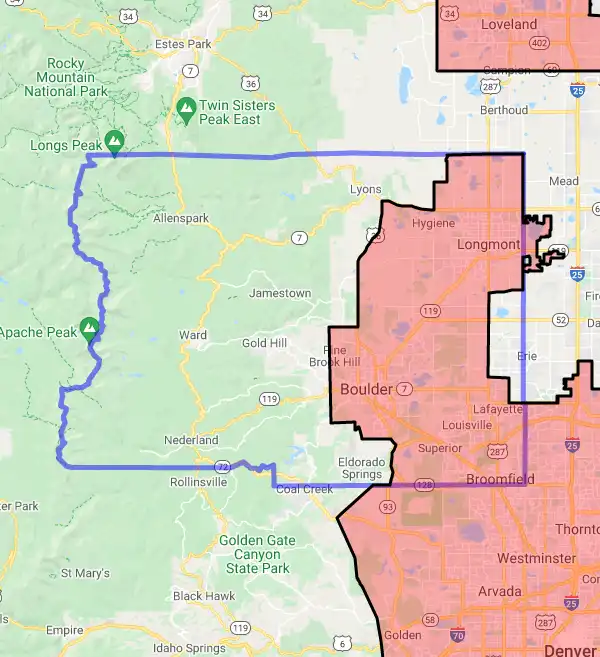 County level USDA loan eligibility boundaries for Boulder, CO