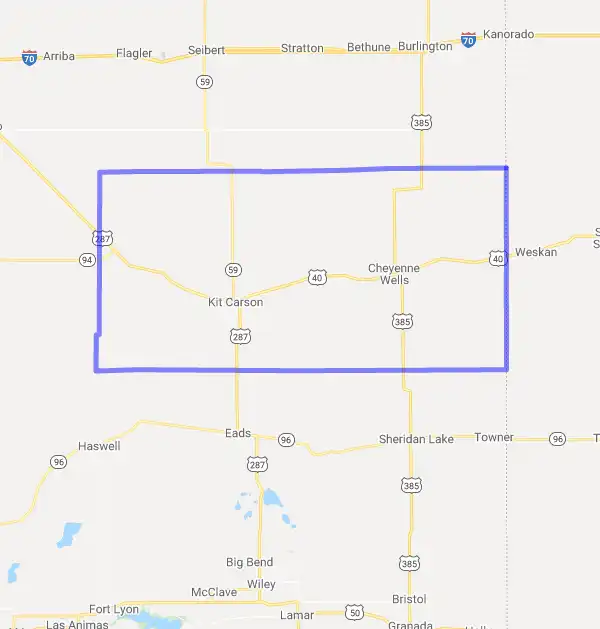 County level USDA loan eligibility boundaries for Cheyenne, CO