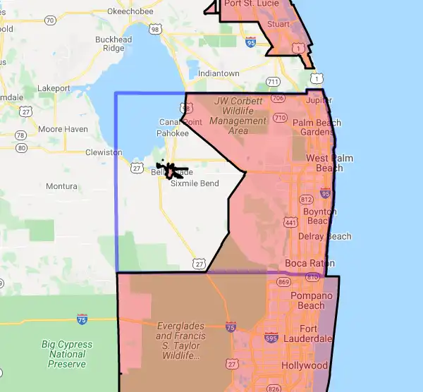 County level USDA loan eligibility boundaries for Palm Beach, FL