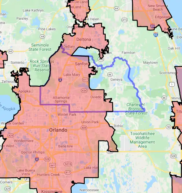 County level USDA loan eligibility boundaries for Seminole, FL