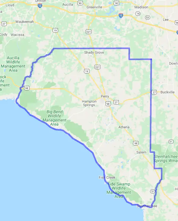 County level USDA loan eligibility boundaries for Taylor, FL