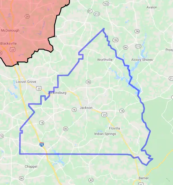 County level USDA loan eligibility boundaries for Butts, Georgia