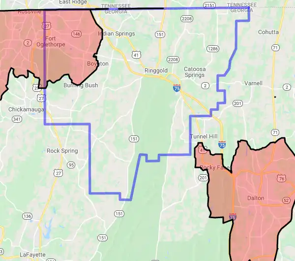 County level USDA loan eligibility boundaries for Catoosa, GA