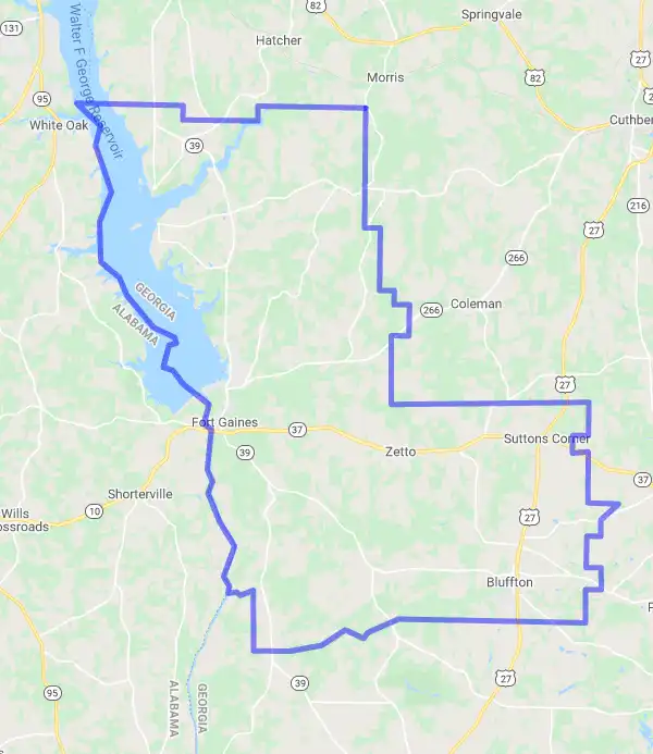 County level USDA loan eligibility boundaries for Clay, Georgia