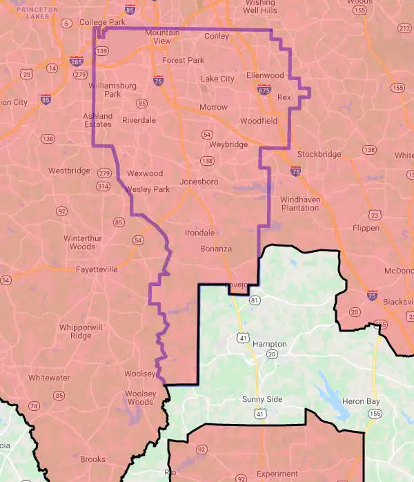 County level USDA loan eligibility boundaries for Clayton, Georgia
