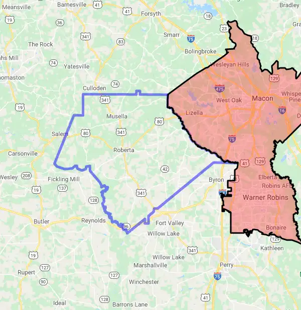 County level USDA loan eligibility boundaries for Crawford, Georgia