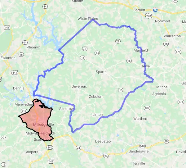 County level USDA loan eligibility boundaries for Hancock, Georgia
