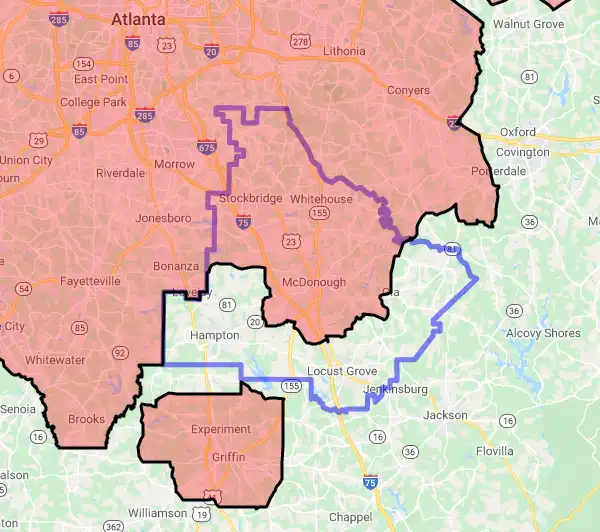 County level USDA loan eligibility boundaries for Henry, Georgia
