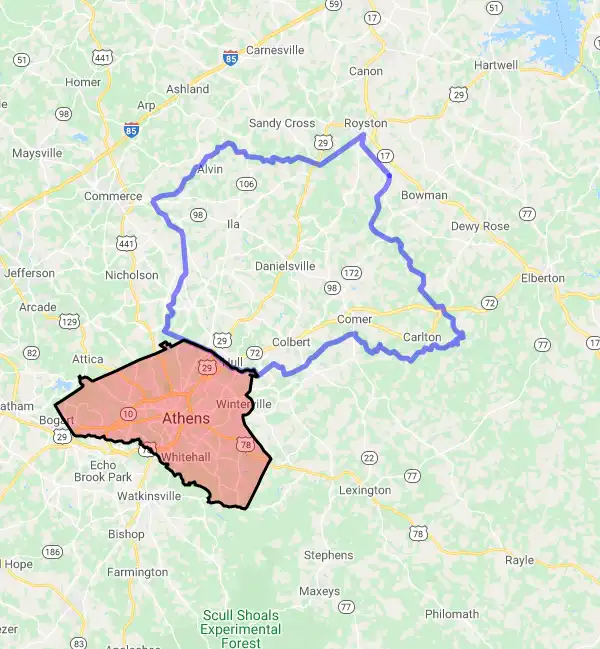 County level USDA loan eligibility boundaries for Madison, Georgia