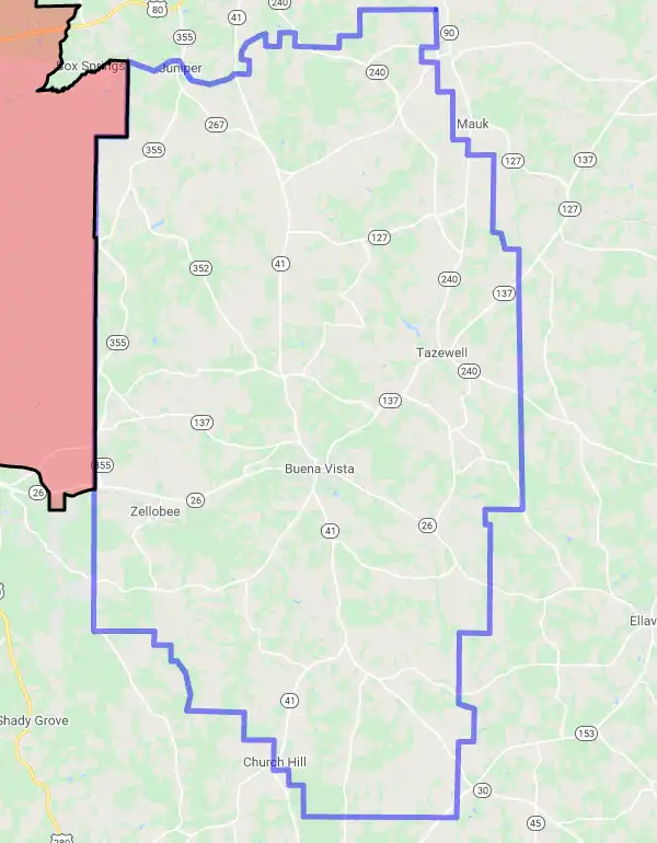 County level USDA loan eligibility boundaries for Marion, Georgia
