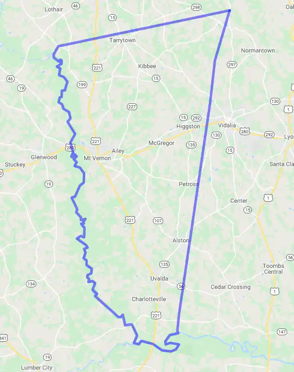 County level USDA loan eligibility boundaries for Montgomery, Georgia