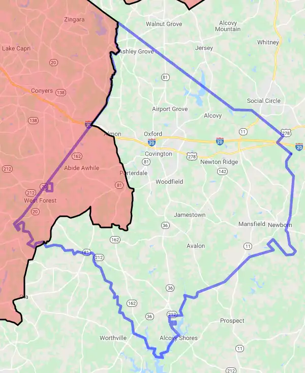County level USDA loan eligibility boundaries for Newton, Georgia