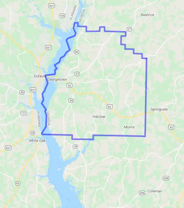County level USDA loan eligibility boundaries for Quitman, Georgia
