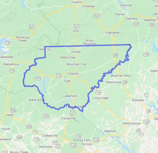 County level USDA loan eligibility boundaries for Rabun, Georgia