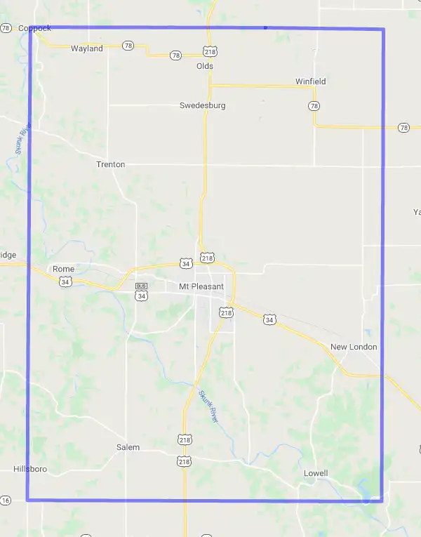 County level USDA loan eligibility boundaries for Henry, Iowa