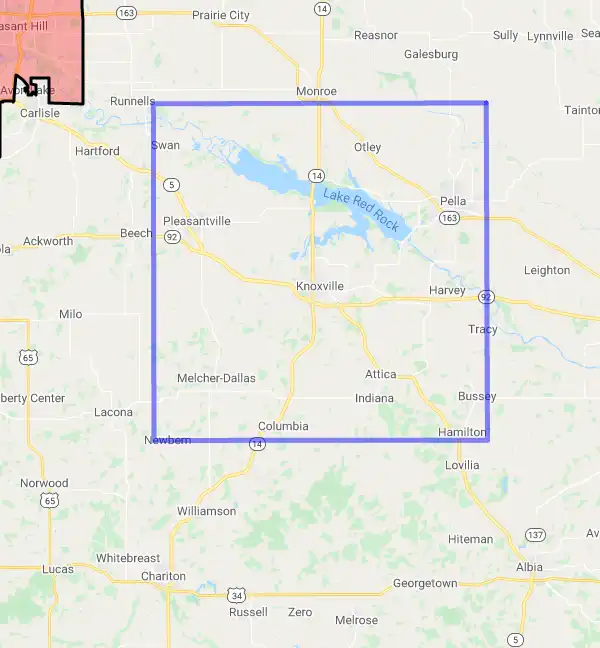 County level USDA loan eligibility boundaries for Marion, Iowa