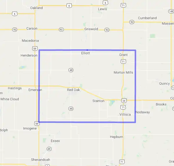 County level USDA loan eligibility boundaries for Montgomery, Iowa