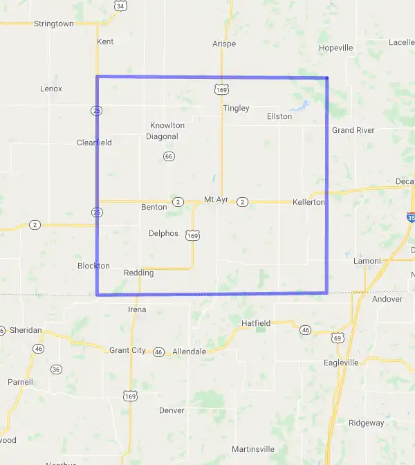County level USDA loan eligibility boundaries for Ringgold, Iowa