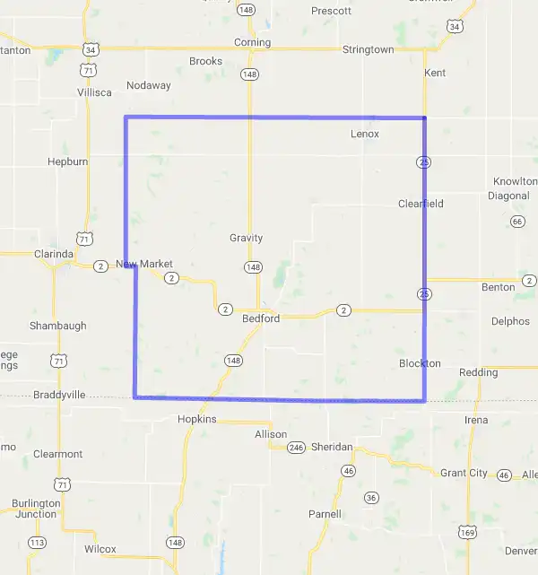 County level USDA loan eligibility boundaries for Taylor, IA