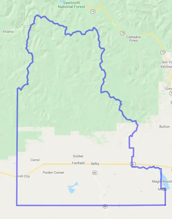 County level USDA loan eligibility boundaries for Camas, Idaho