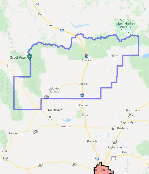 County level USDA loan eligibility boundaries for Clark, Idaho