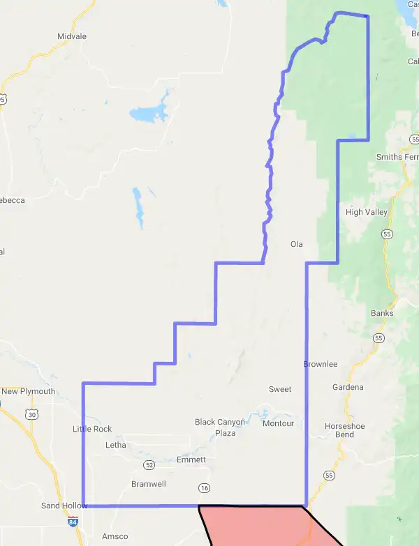 County level USDA loan eligibility boundaries for Gem, Idaho