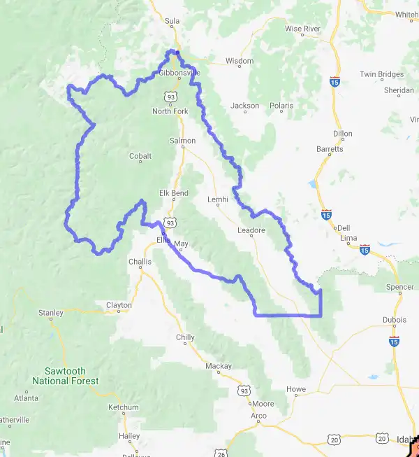 County level USDA loan eligibility boundaries for Lemhi, Idaho