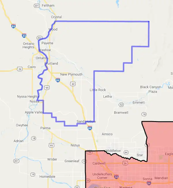 County level USDA loan eligibility boundaries for Payette, Idaho
