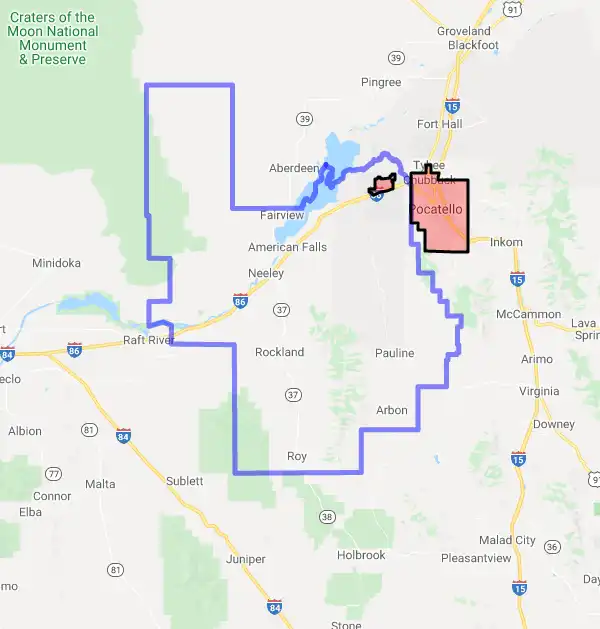 County level USDA loan eligibility boundaries for Power, Idaho