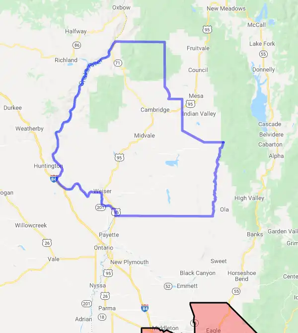 County level USDA loan eligibility boundaries for Washington, Idaho