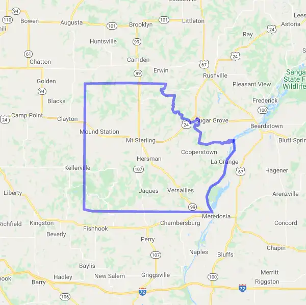 County level USDA loan eligibility boundaries for Brown, Illinois
