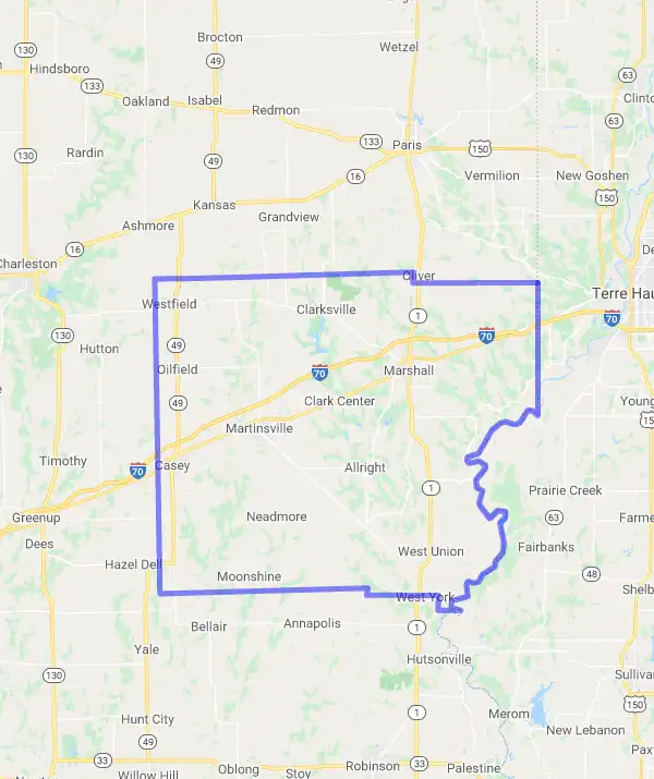 County level USDA loan eligibility boundaries for Clark, Illinois