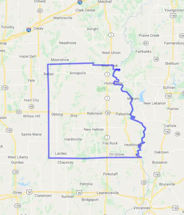 County level USDA loan eligibility boundaries for Crawford, Illinois