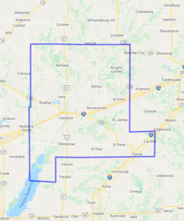 County level USDA loan eligibility boundaries for Fayette, Illinois