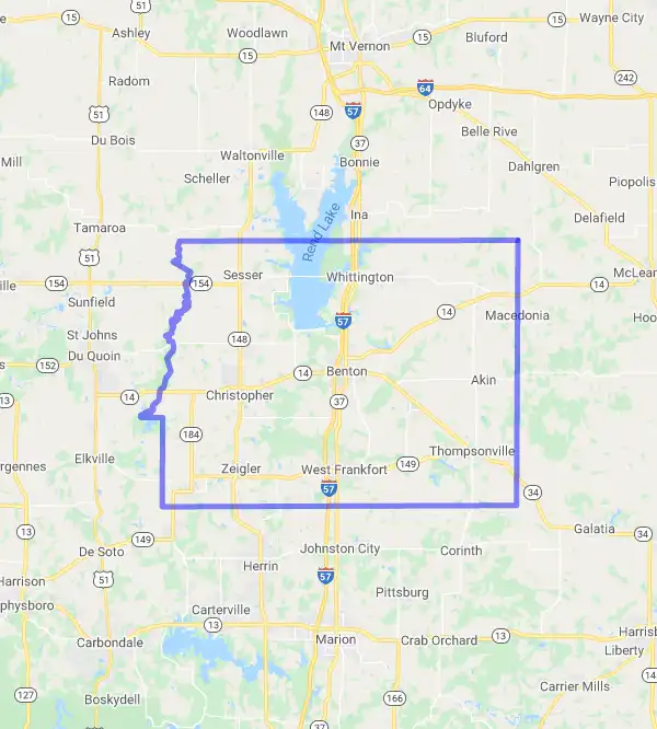 County level USDA loan eligibility boundaries for Franklin, Illinois