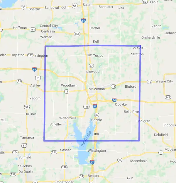 County level USDA loan eligibility boundaries for Jefferson, Illinois