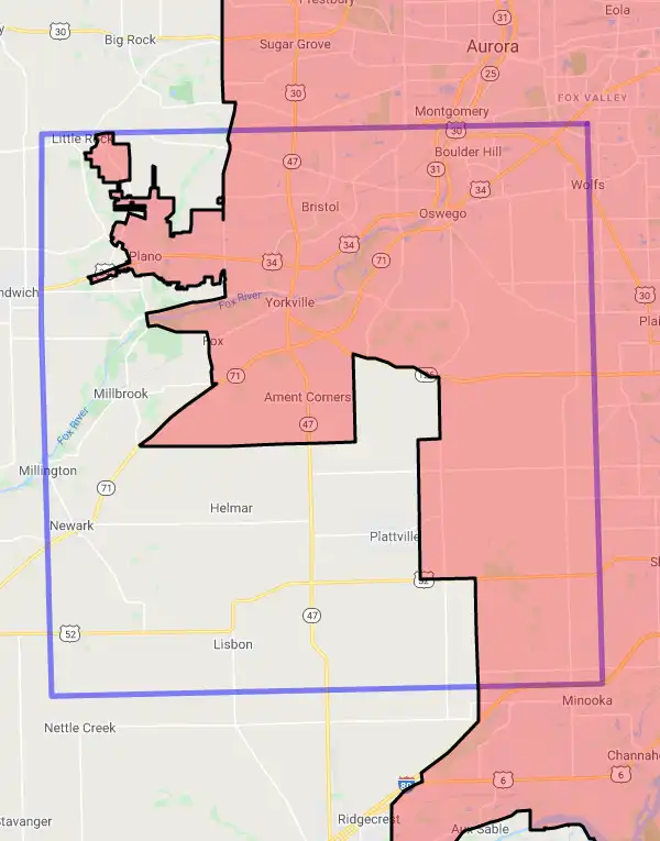 County level USDA loan eligibility boundaries for Kendall, Illinois