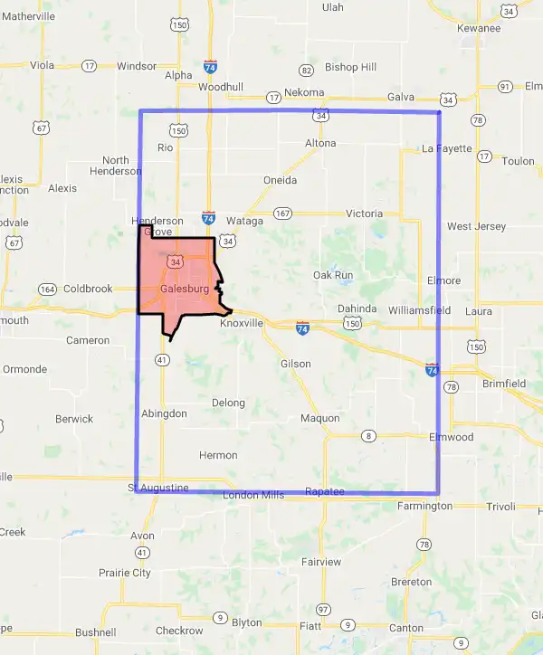County level USDA loan eligibility boundaries for Knox, Illinois