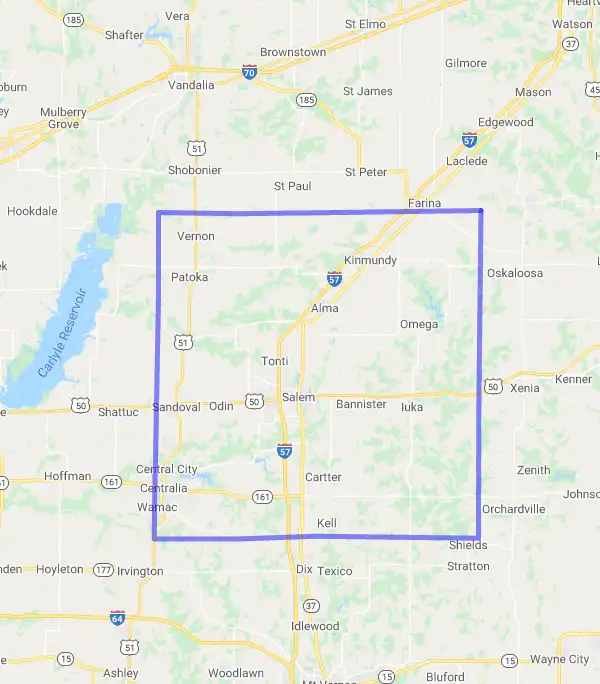 County level USDA loan eligibility boundaries for Marion, Illinois