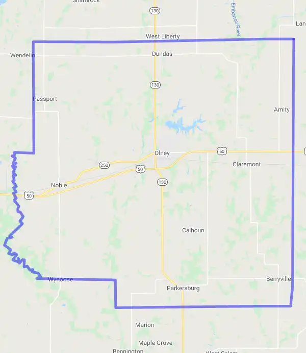 County level USDA loan eligibility boundaries for Richland, Illinois